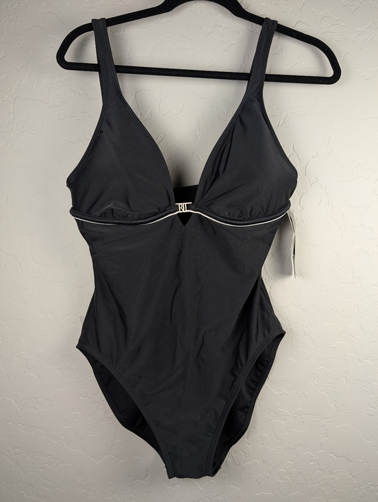Lauren Ralph Lauren Other - Lauren Ralph Lauren Black One-Piece Tank Swimsuit w/Gold RLL Monogram Sz 14 NEW